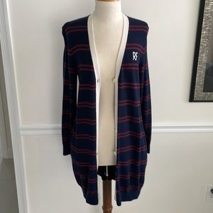 Brooks Brothers, S/M Red Fleece, long cardigan w/ 2 pockets/sweater dress NWOT